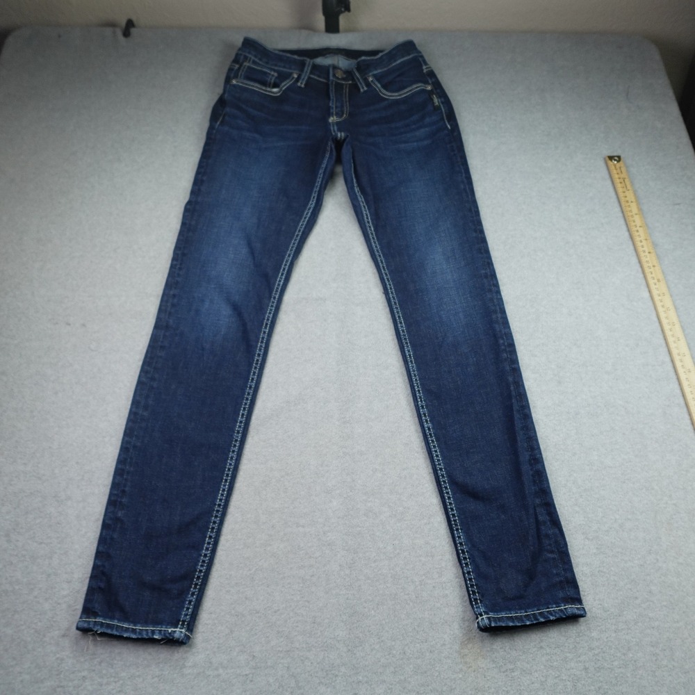 Silver Jeans Womens 26x29 Blue Boyfriend Low Rise Skinny Denim